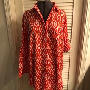 Land's End Orange & White Beach Coverup Size 10/12 (women's)